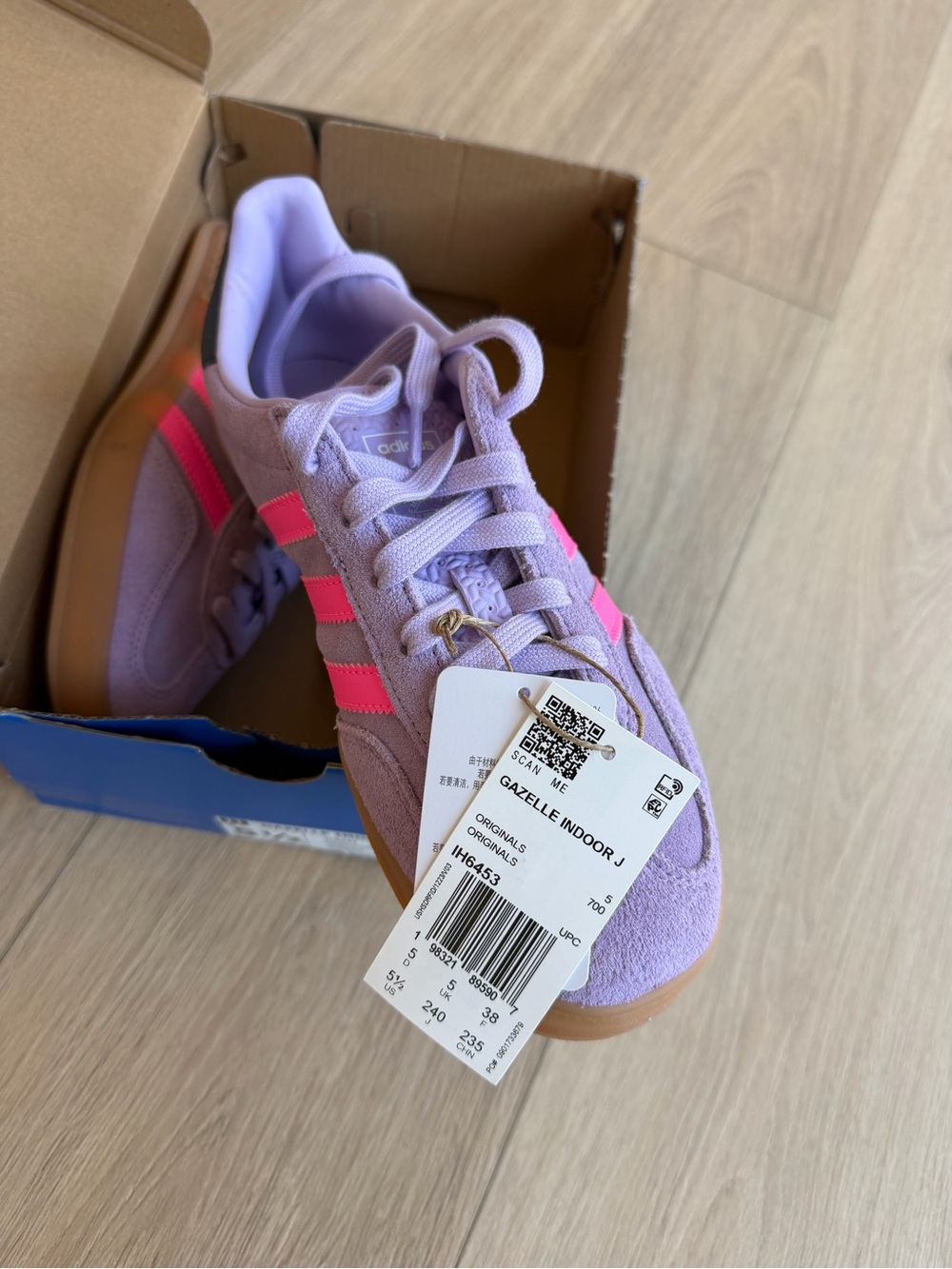 adidas Gazelle Lavender Suede Sneakers with Pink Stripes - Picture 4 of 11
